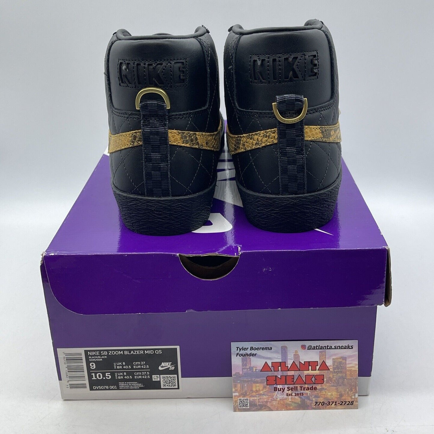 Size 9 - Nike Supreme x Zoom Blazer QS SB Mid Black Snakeskin (DV5078-001)