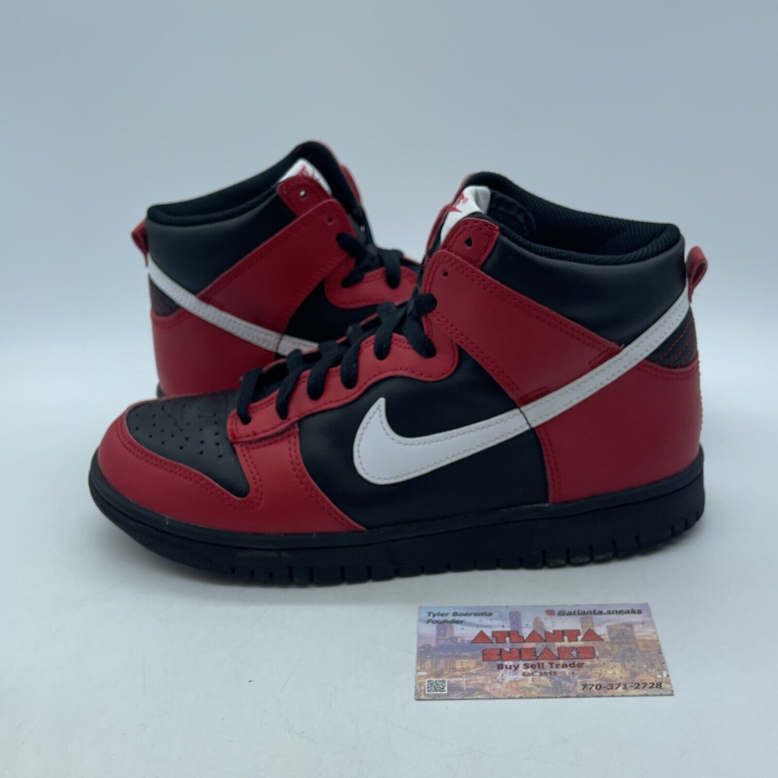 Size 7Y - Dunk High Black University Red Black White Leather (DB2179-003)