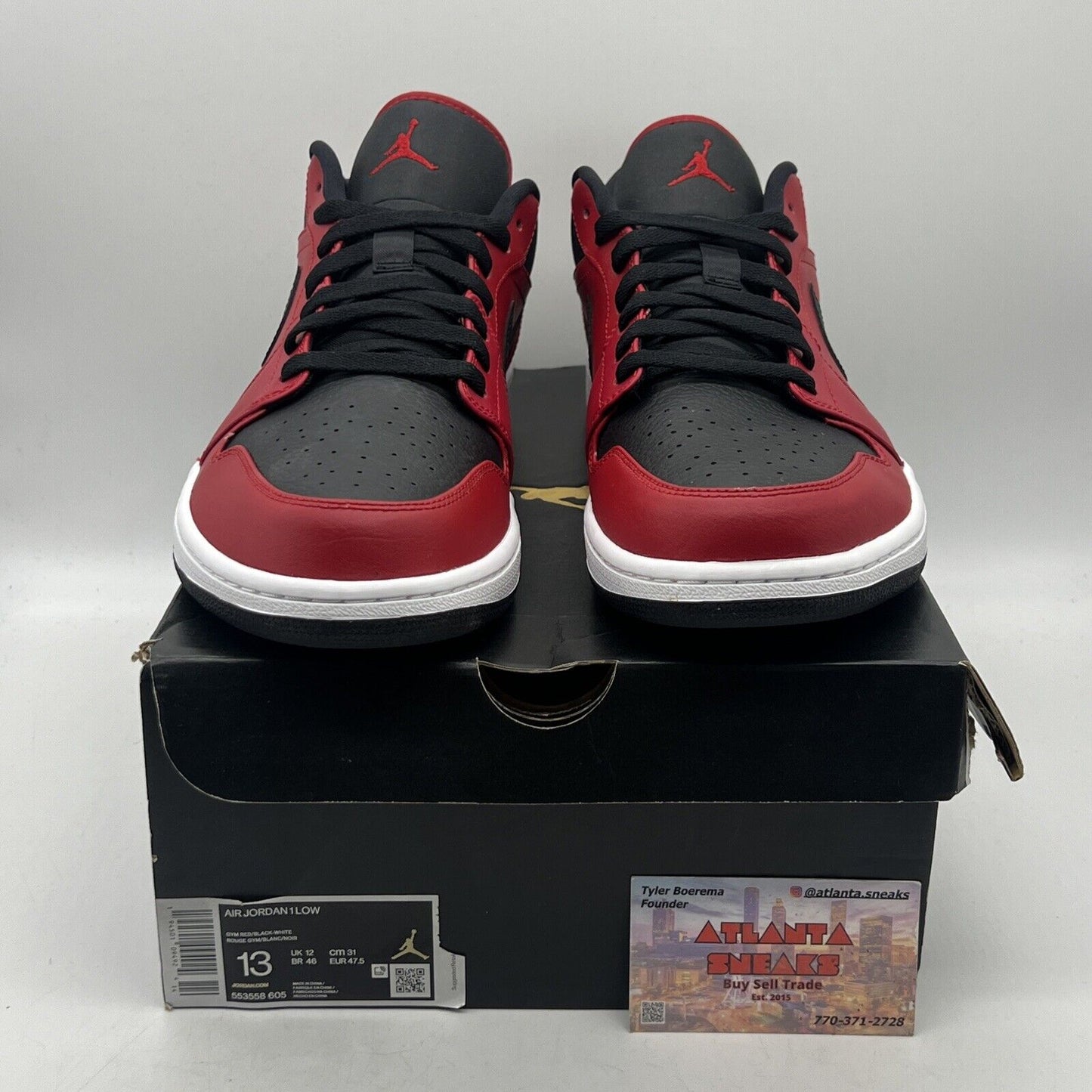 Size 13 - Air Jordan 1 Reverse Bred Black White Red Leather (553558-605) Og All