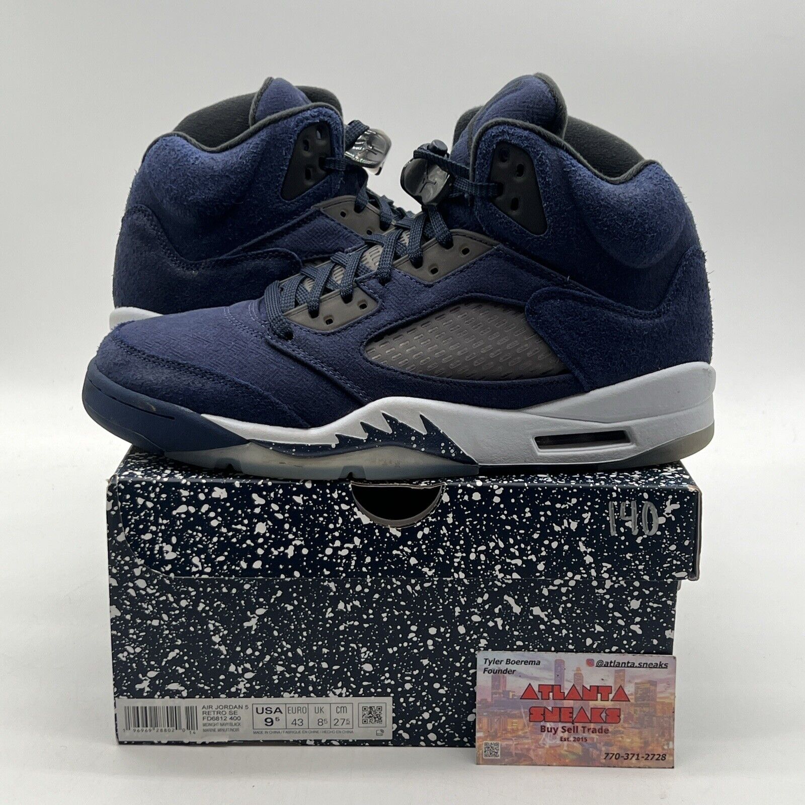 Size 9.5 - Air Jordan 5 Retro SE Midnight Navy White Suede (FD6812-400)