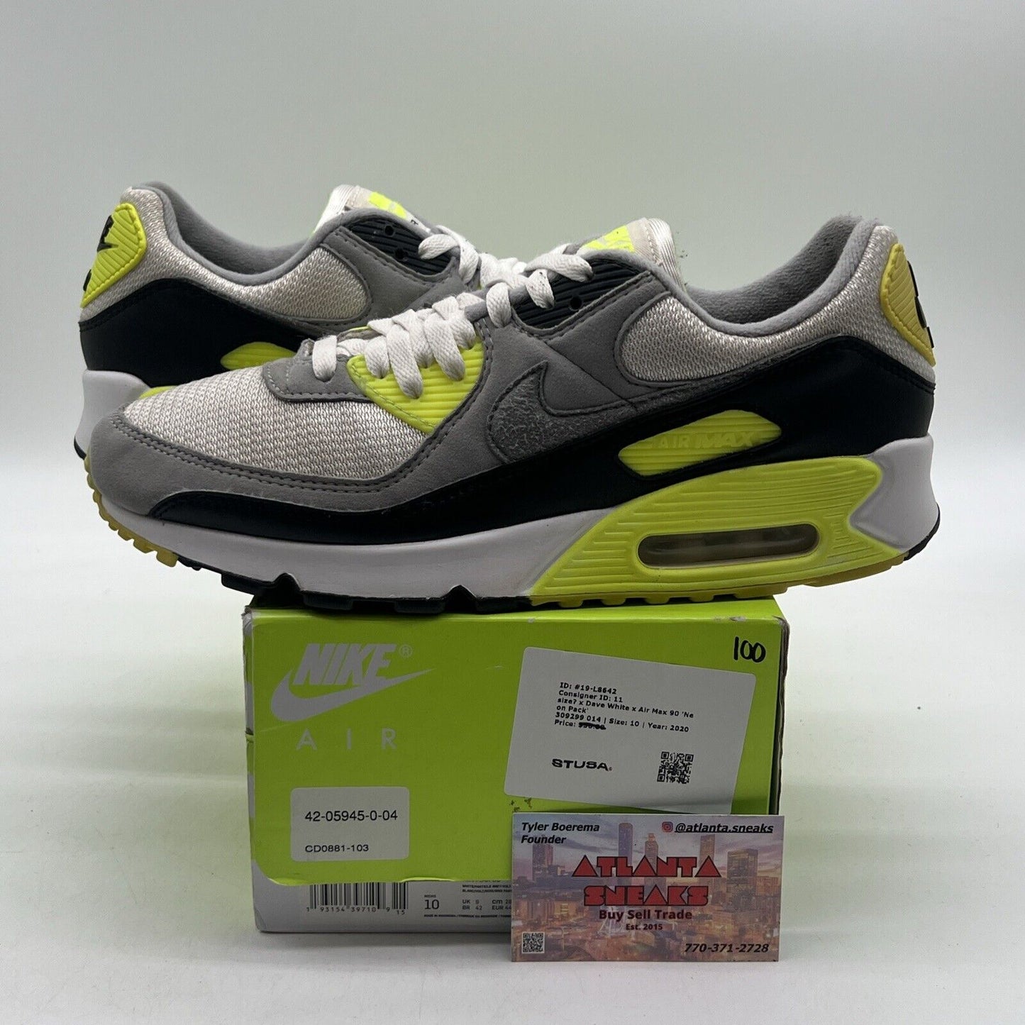 Size 10 - Nike Air Max 90 2020 Volt Black Grey White (CD0881-103)