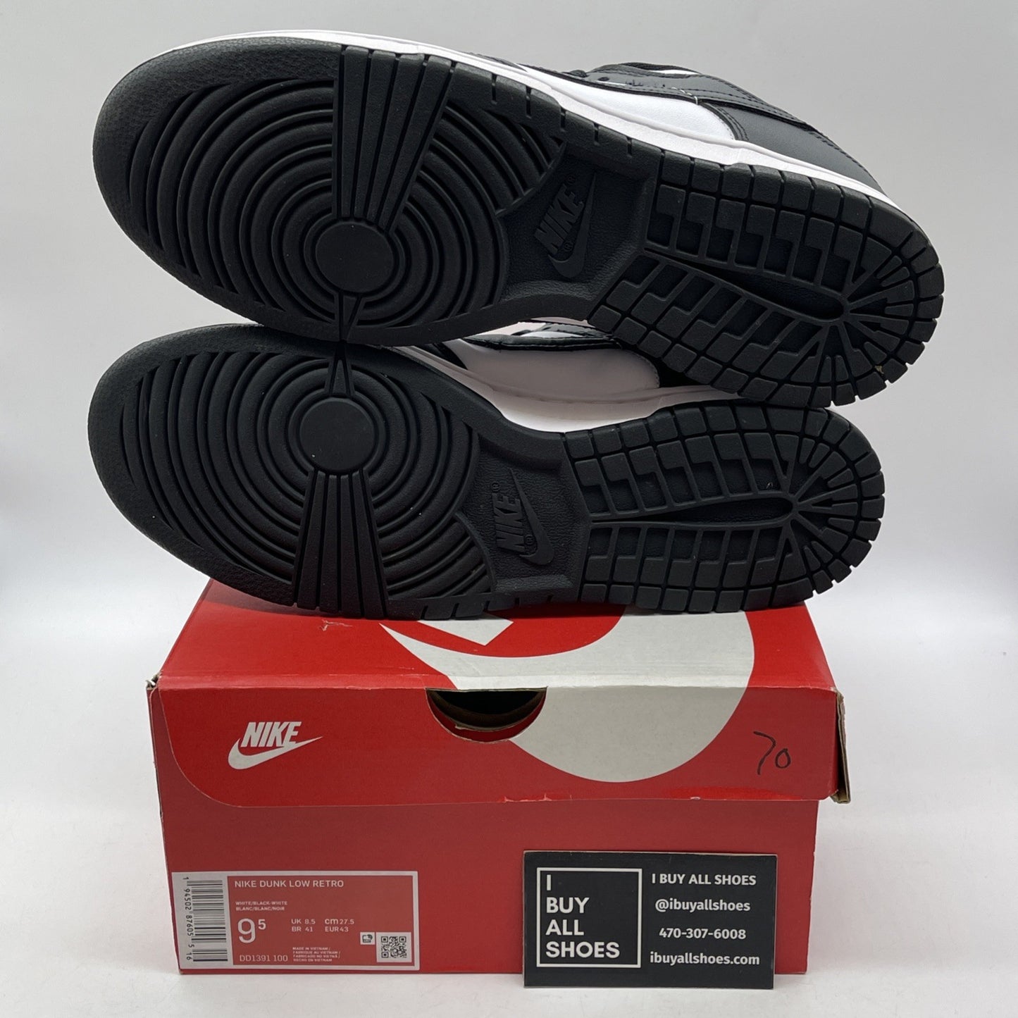 Size 9.5 - Nike Dunk Low Black White Leather (DD1391-100)