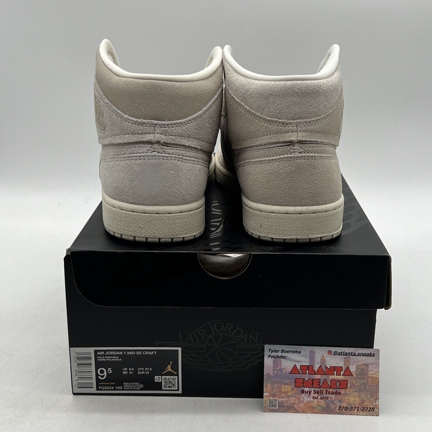 Size 9.5 - Air Jordan 1 SE Craft Mid Pale Ivory Suede (FQ3224-100)