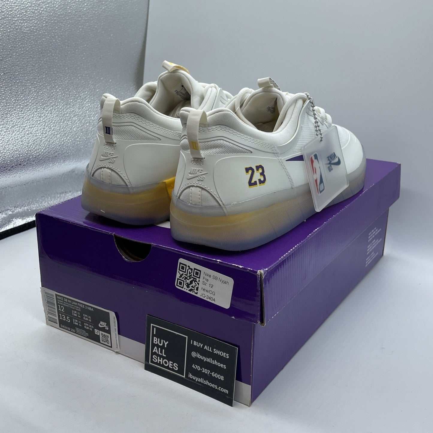 Size 12 - Nike NBA x Nyjah Free 2 SB Lakers White Leather (DA3439-100)
