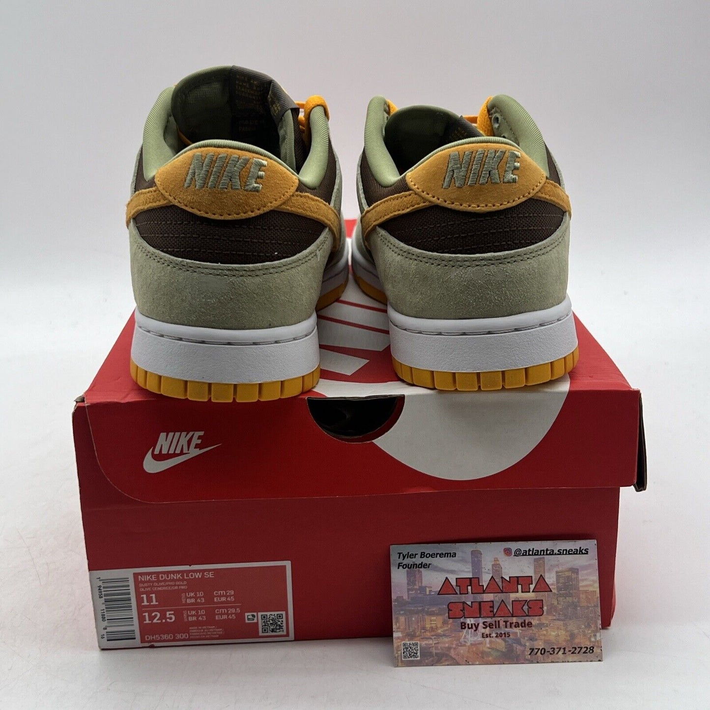 Size 11 - Nike Dunk Low Dusty Olive Brown Orange Suede White (DH5360-300)