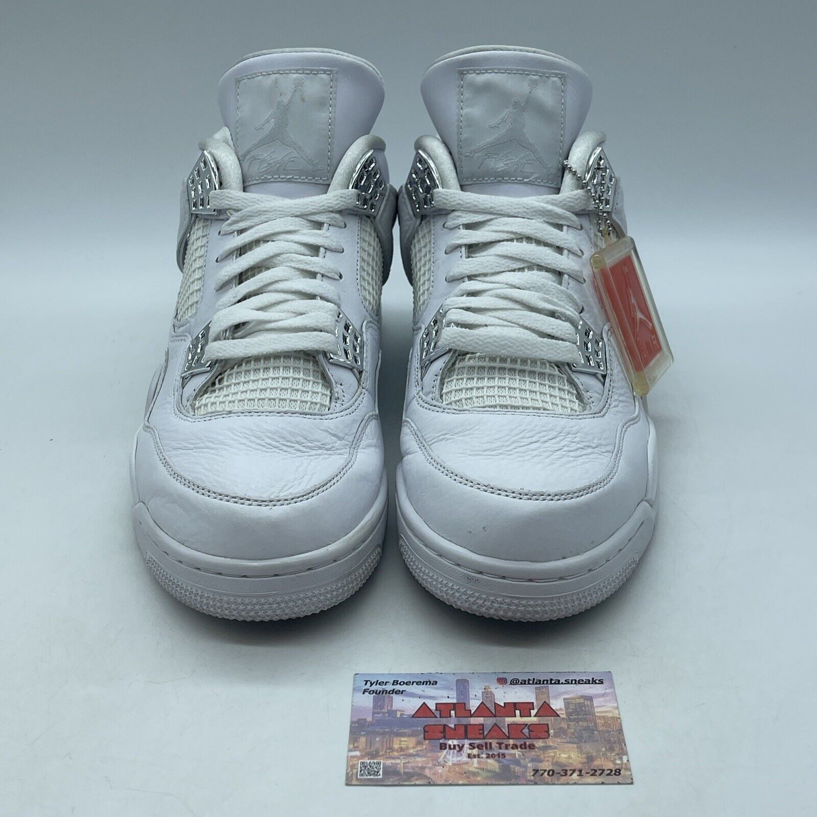 Size 10 - Jordan 4 Retro Mid Pure Money Silver White Leather (308497-100)