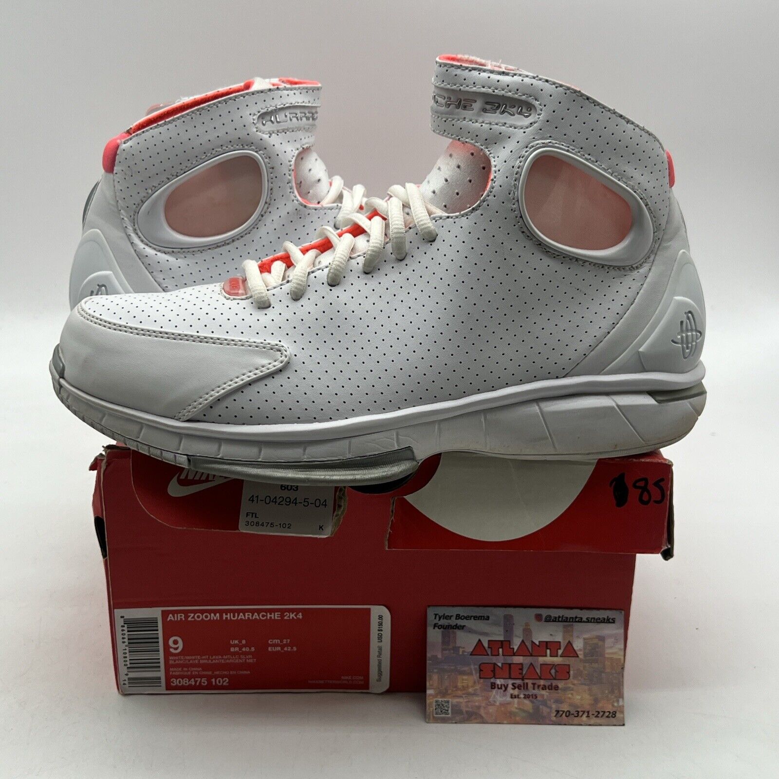 Size 9 - Nike Zoom Huarache 2K4 White Hot Lava Leather (308475-102)