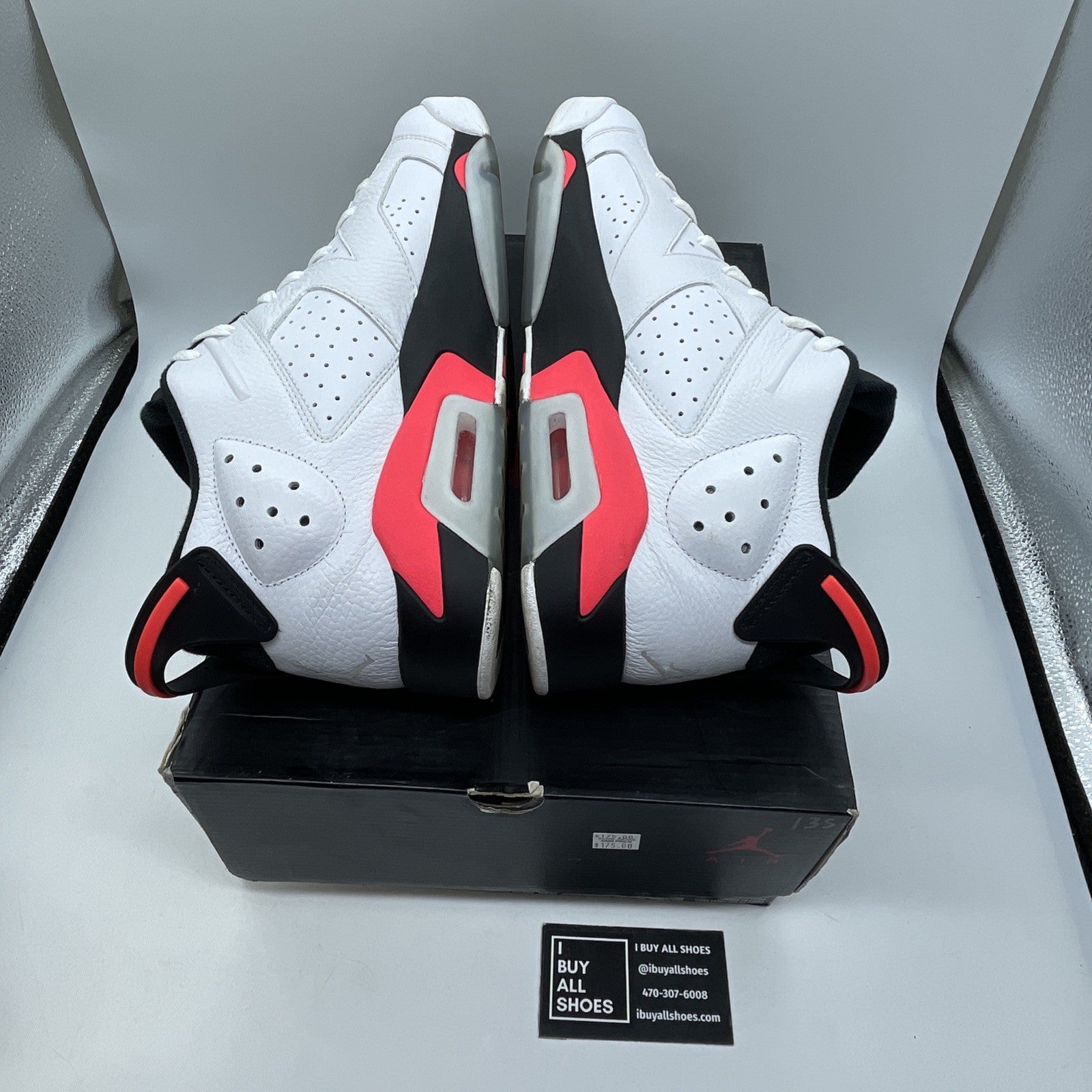 Size 13 - Air Jordan 6 Low White Infrared Pink Black Leather (304401-123)