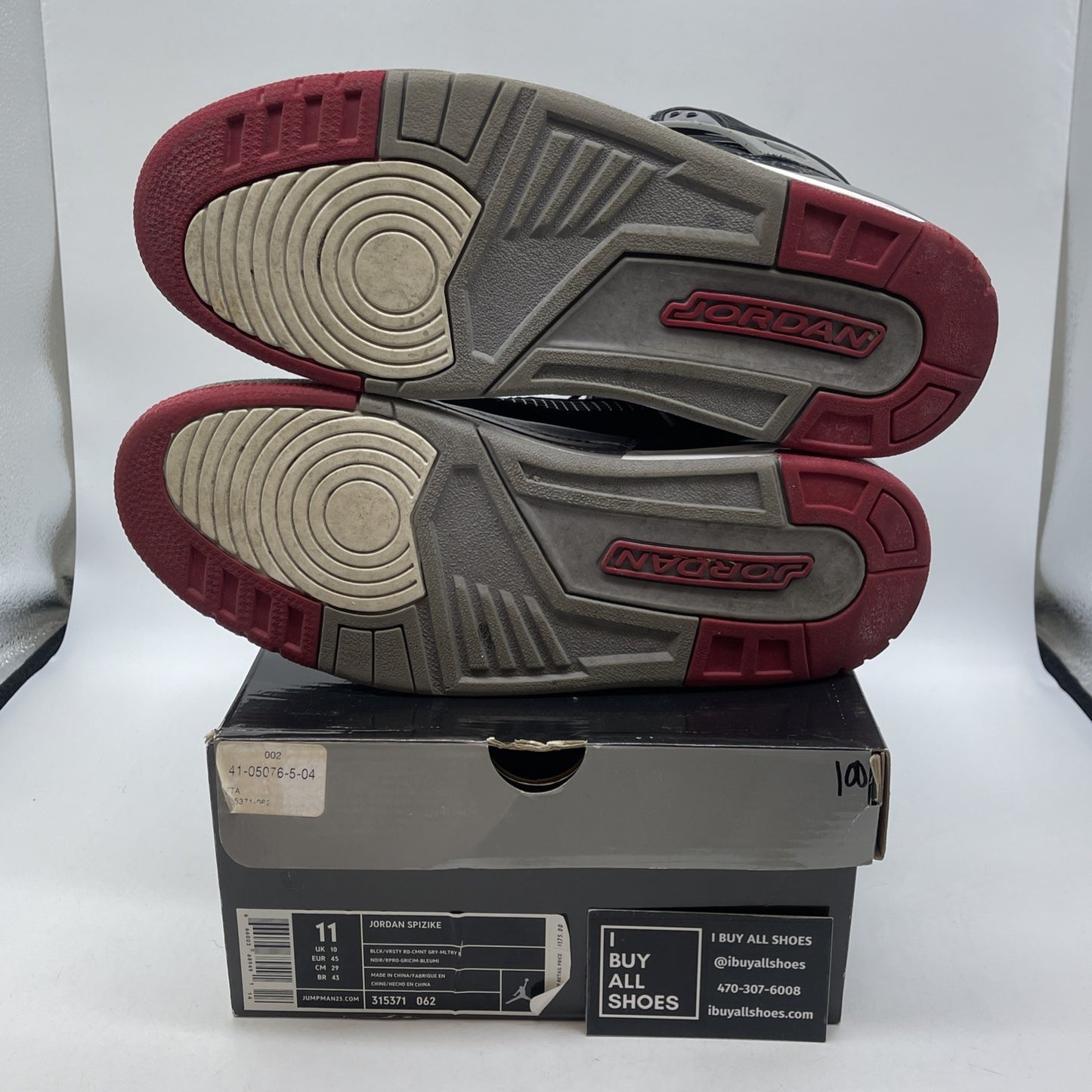 Size 11 - Jordan Spizike Varsity Red Grey Black Suede (315371-062)