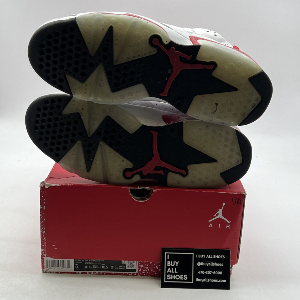 Size 9 - Air Jordan 6 White and University Red 2022 (CT8529-162)