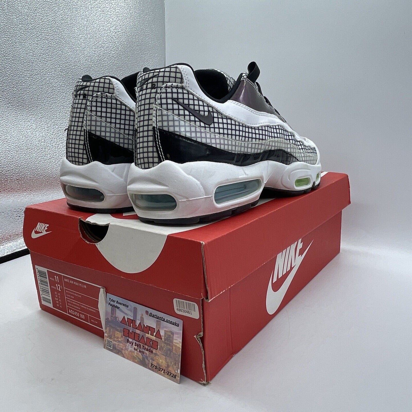 Size 11 - Nike Air Max 95 LV8 Grid White Black Purple Leather (AO2450-100)