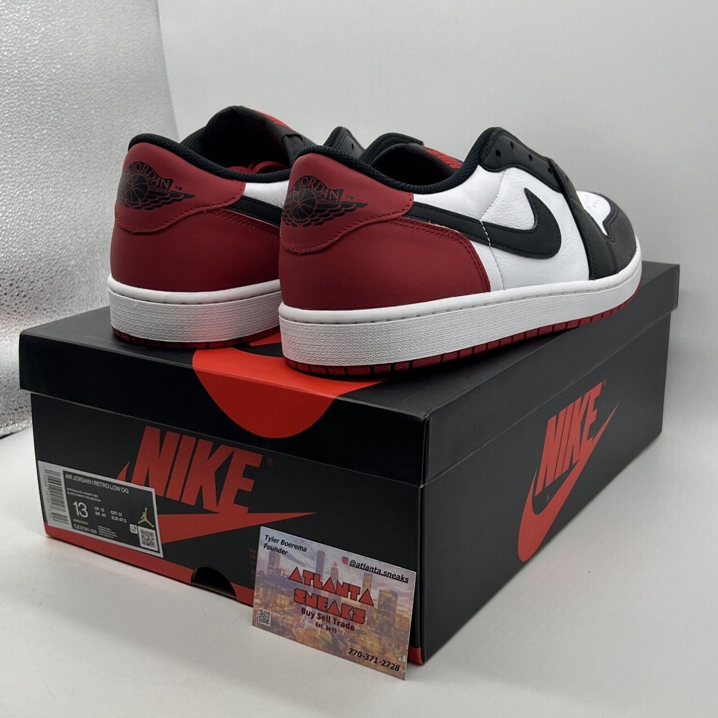 Size 13 - Air Jordan 1 Retro OG Low Black Toe White Red Leather (CZ0790-106)