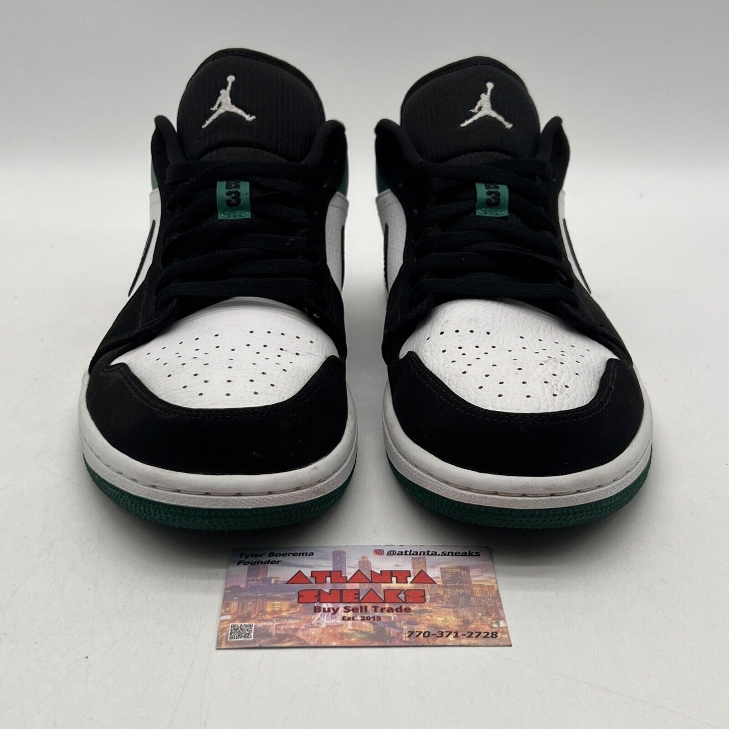 Size 10.5 - Air Jordan 1 Low Mystic Green Black White Suede Leather (553558-113)