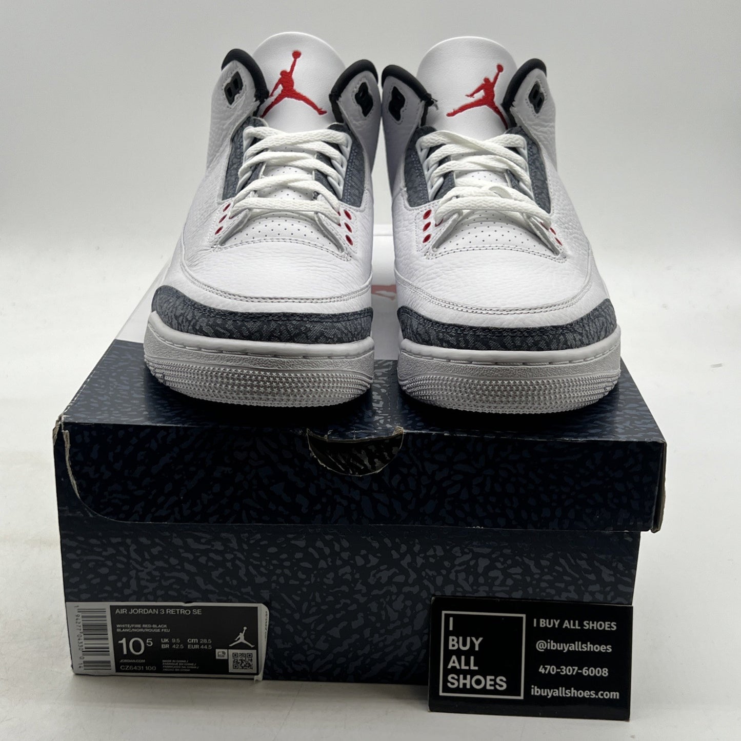 Size 10.5 - Air Jordan 3 Retro Denim SE Fire Red 2020 (CZ6431-100)