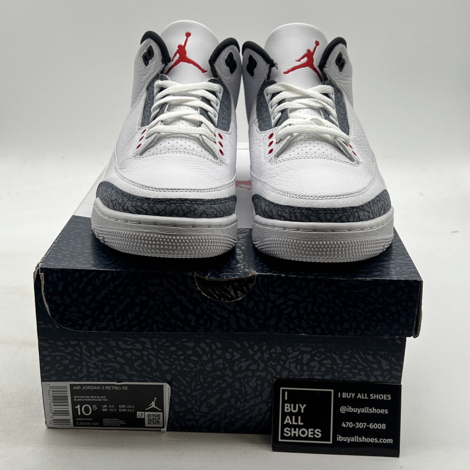 Size 10.5 - Air Jordan 3 Retro Denim SE Fire Red 2020 (CZ6431-100)