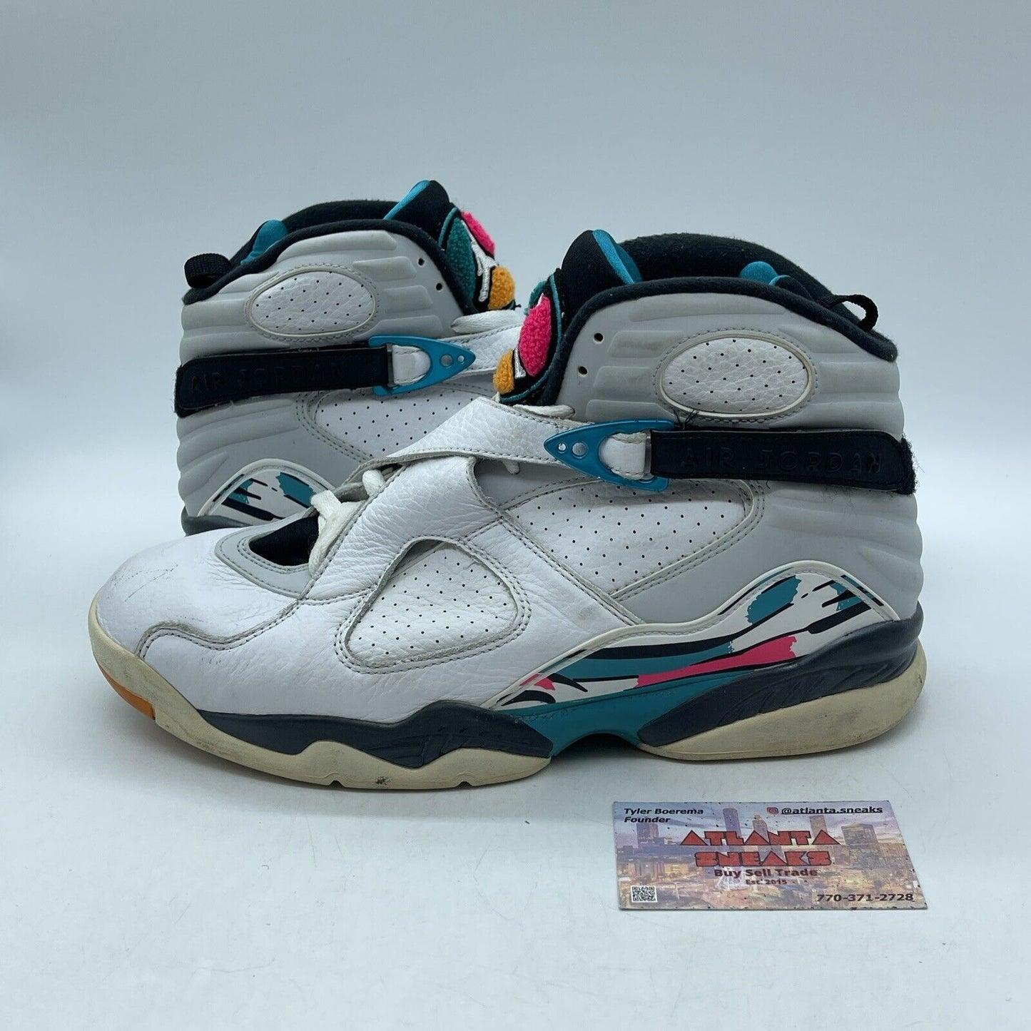 Size 10 - Air Jordan 8 Retro South Beach White Black Suede Leather (305381-113)