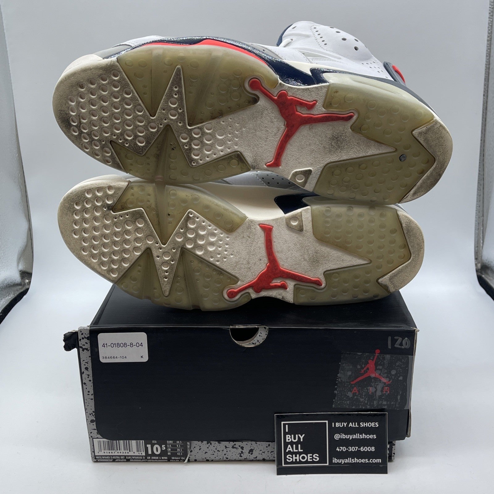 Size 10.5 - Air Jordan 6 Retro Tinker White Blue Grey Suede Leather (384664-104)