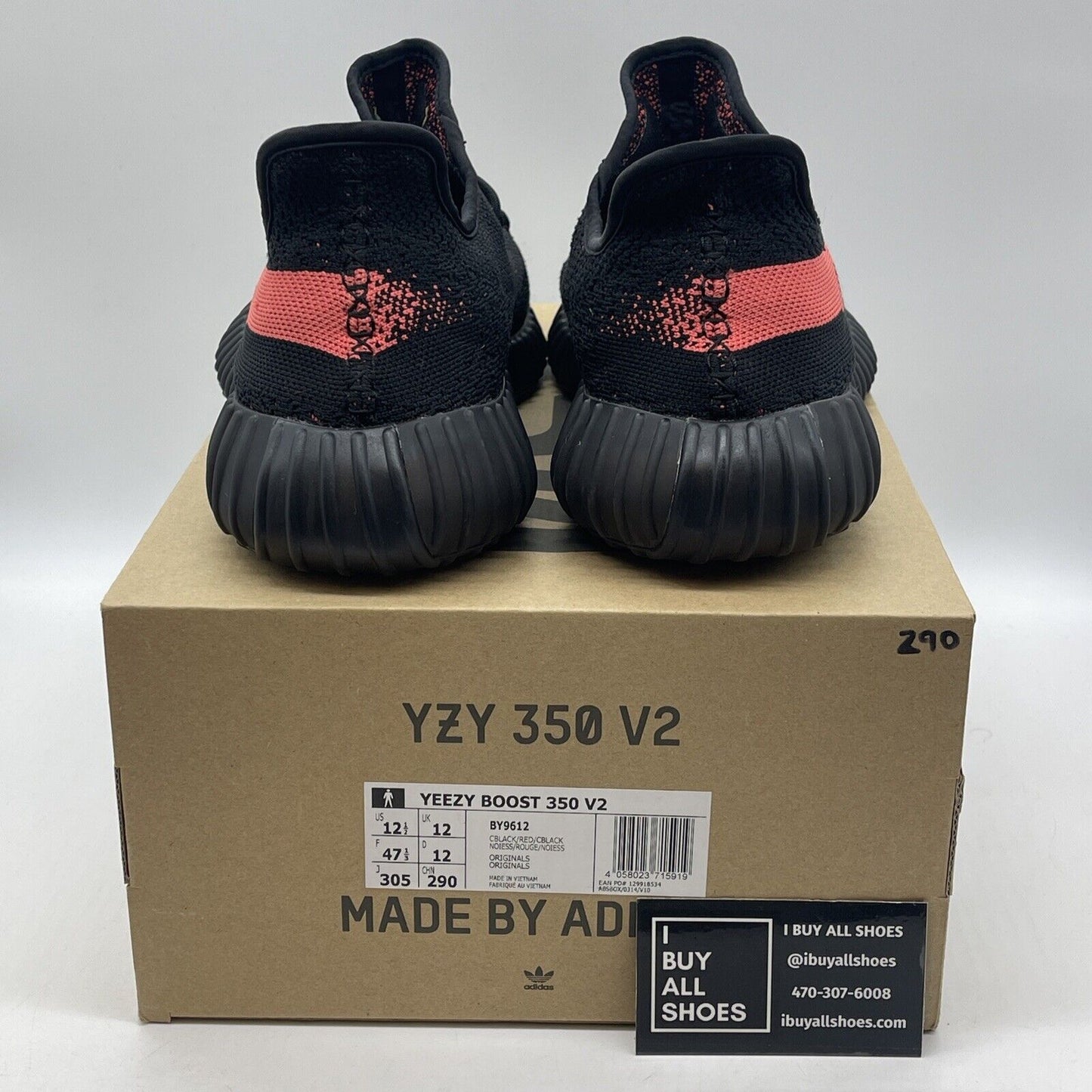 Size 12.5 - adidas Yeezy Boost 350 V2 Low Red Stripe Black Suede (BY9612)