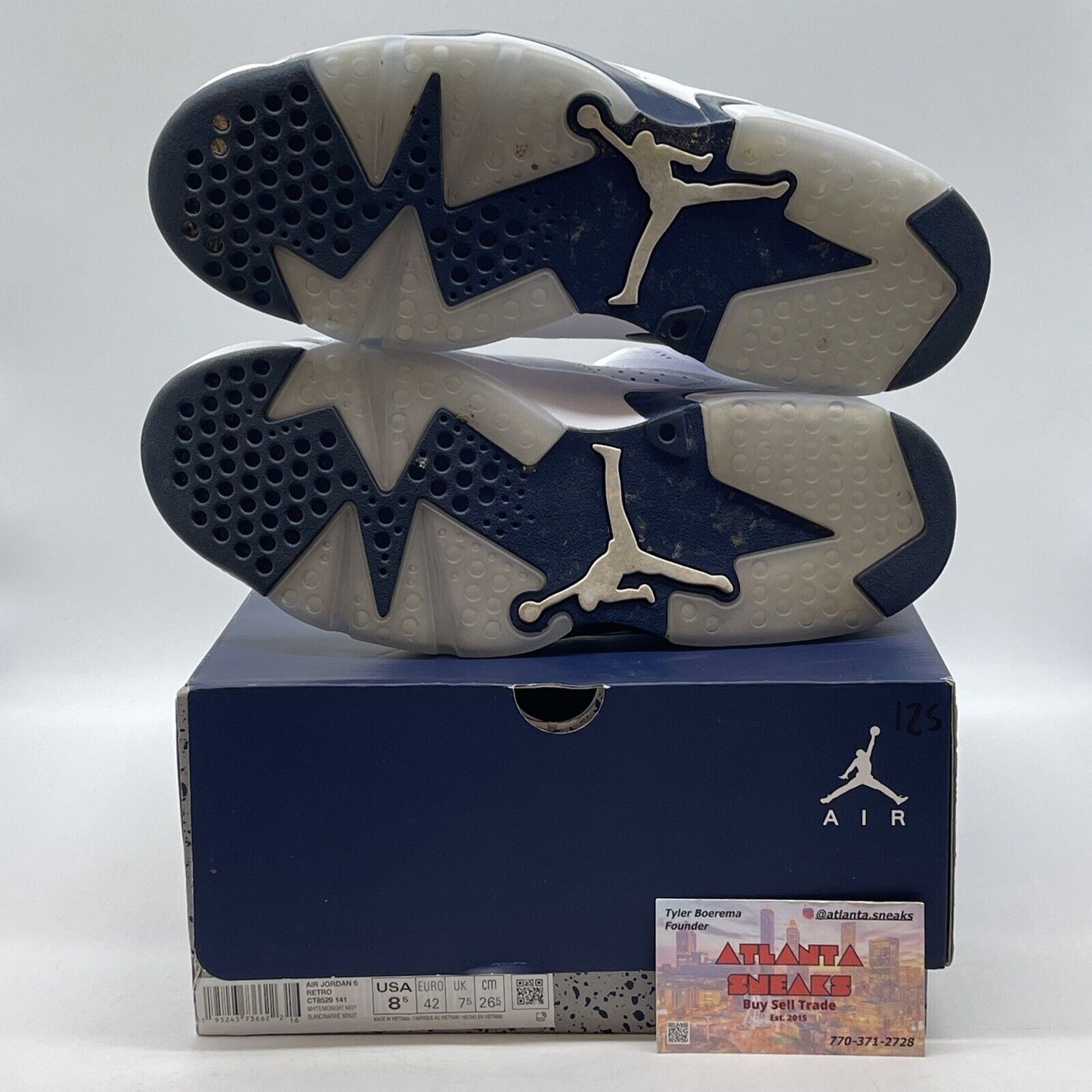 Size 8.5 - Jordan 6 Retro Midnight Navy White Leather (CT8529-141)