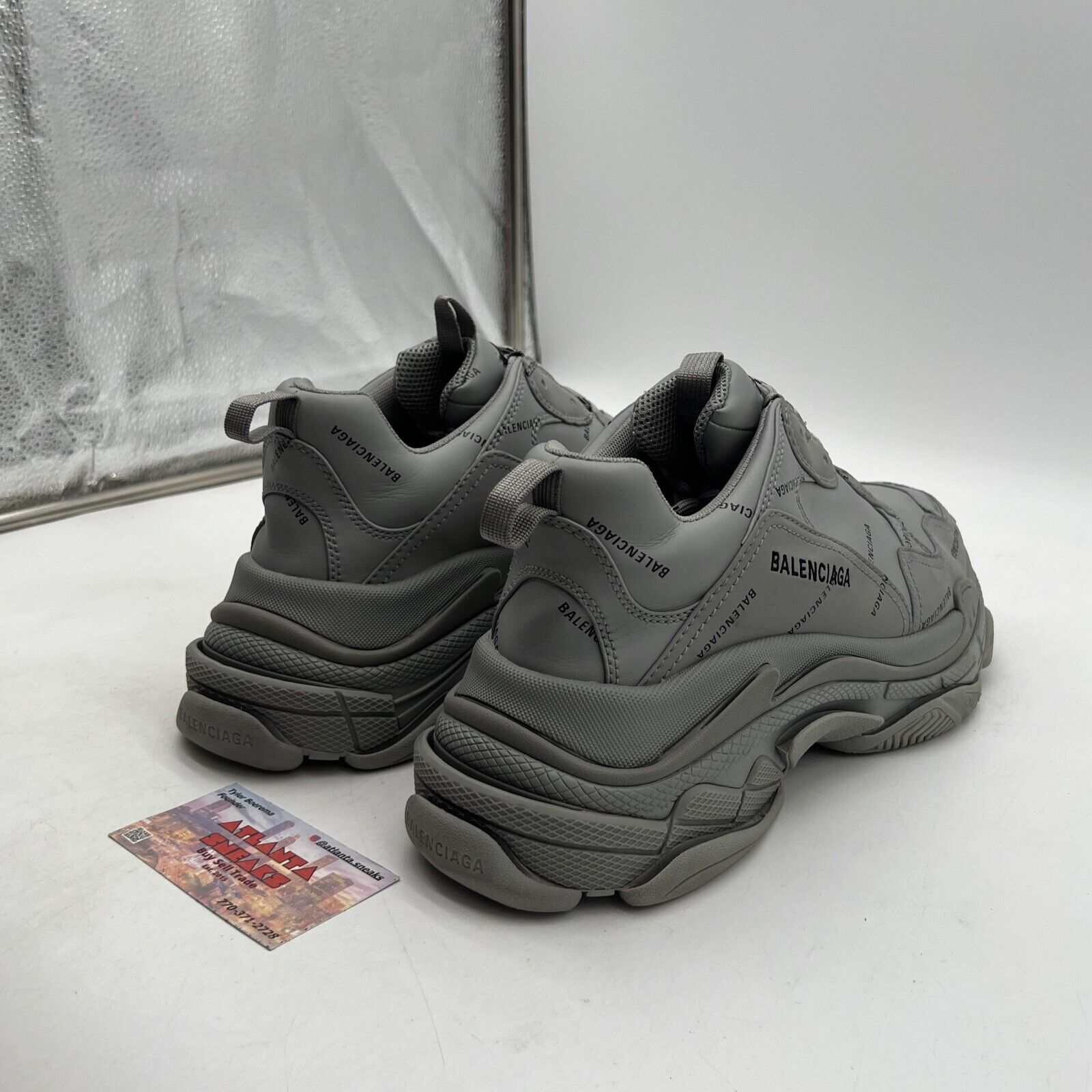 Size 10 - Balenciaga Triple S All Over Logo Grey Black (536737-W2FA1-1810)