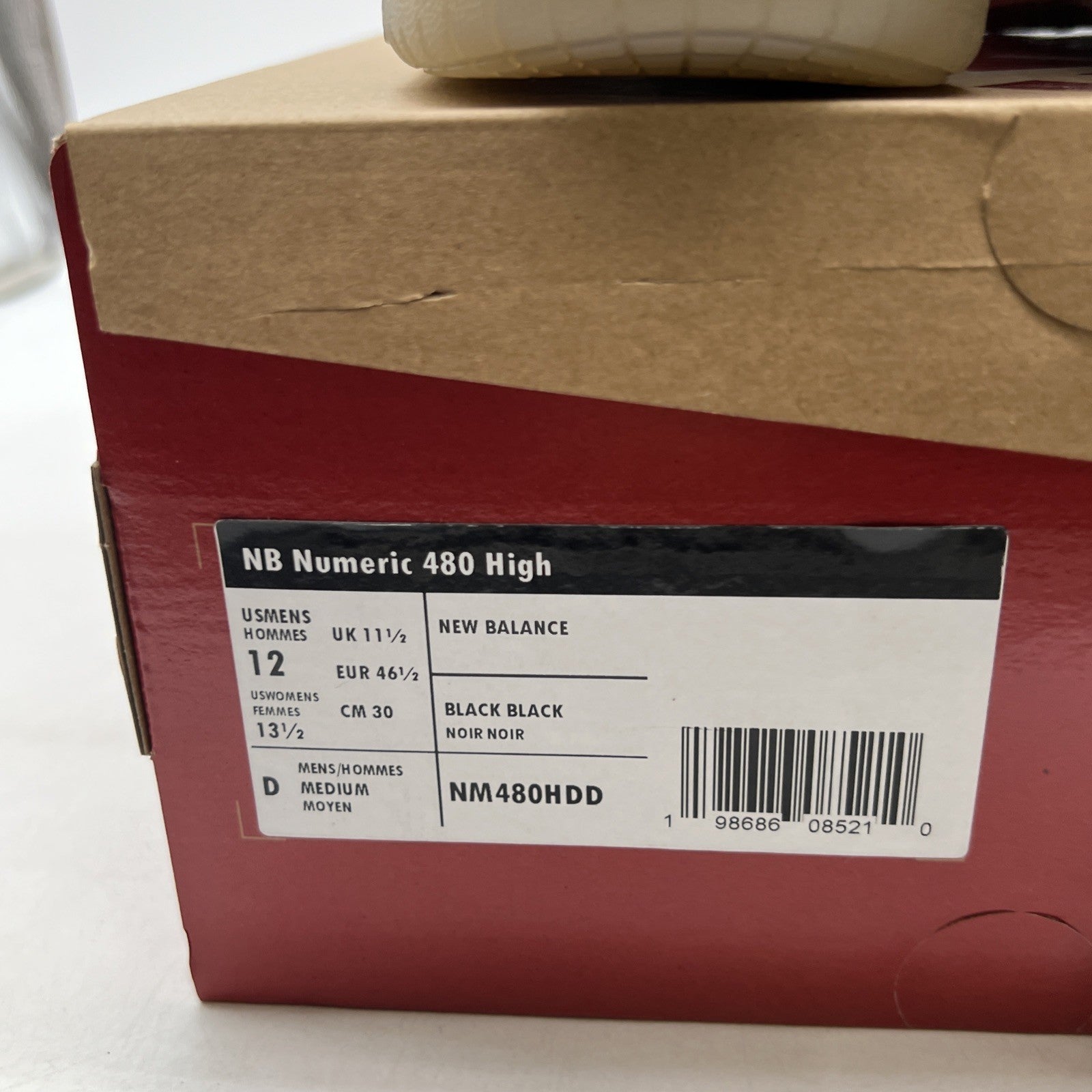 Size 12 - New Balance 480 High Black White Sneaker (NM480HDD)
