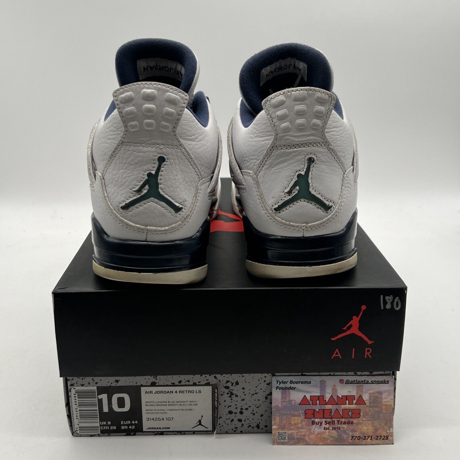 Size 10 - Air Jordan 4 Retro LS Columbia White Navy Leather (314254-107)