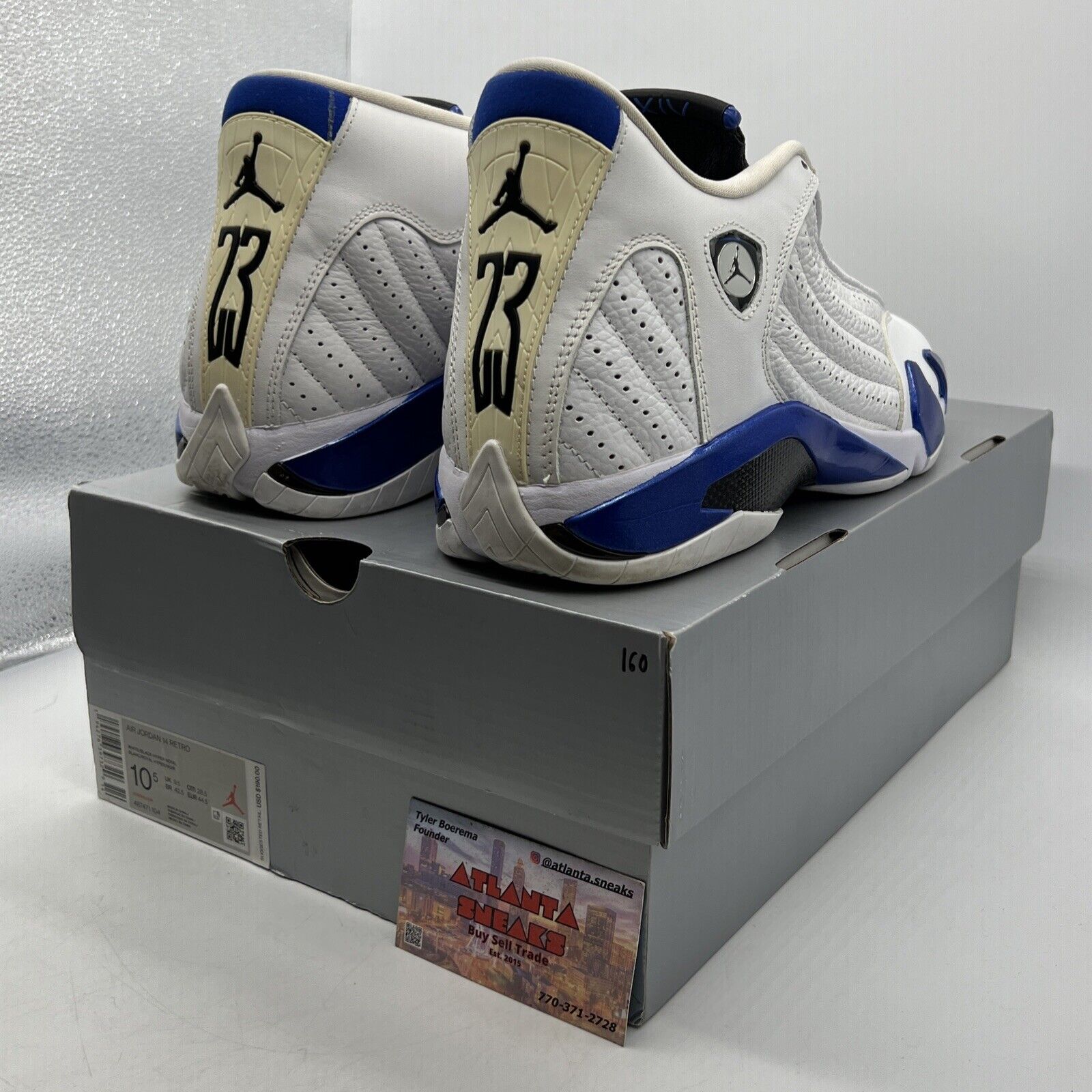 Size 10.5 - Air Jordan 14 Retro Hyper Royal Blue White Leather (487471-104)