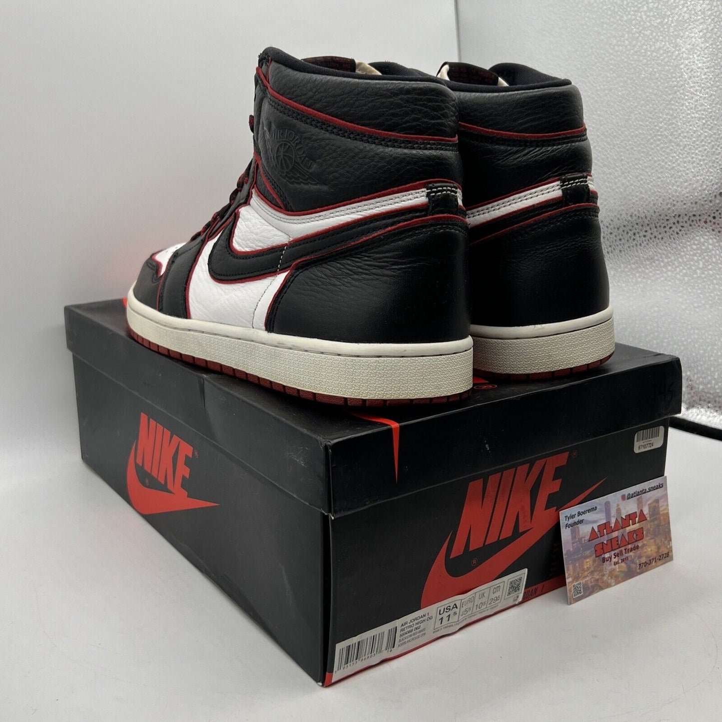 Size 11.5 - Jordan 1 Retro High OG Bloodline 2019 Black Red White (555088-062)