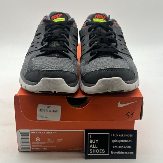 Size 8 - Nike Flex 2013 Run Gray & Red Running Shoes Sneakers Men's (579821-003)
