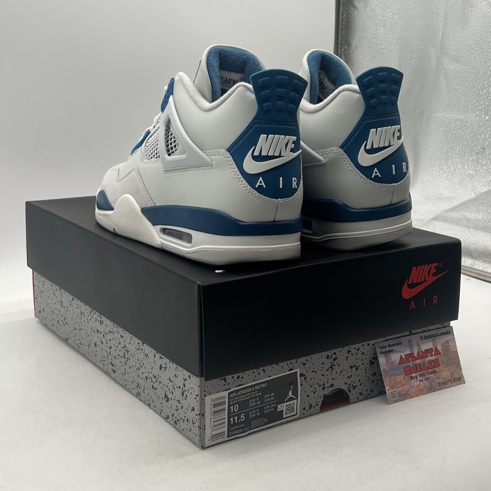 Size 10 - Air Jordan 4 Retro 2024 Military Blue White Leather Suede (FV5029-141)