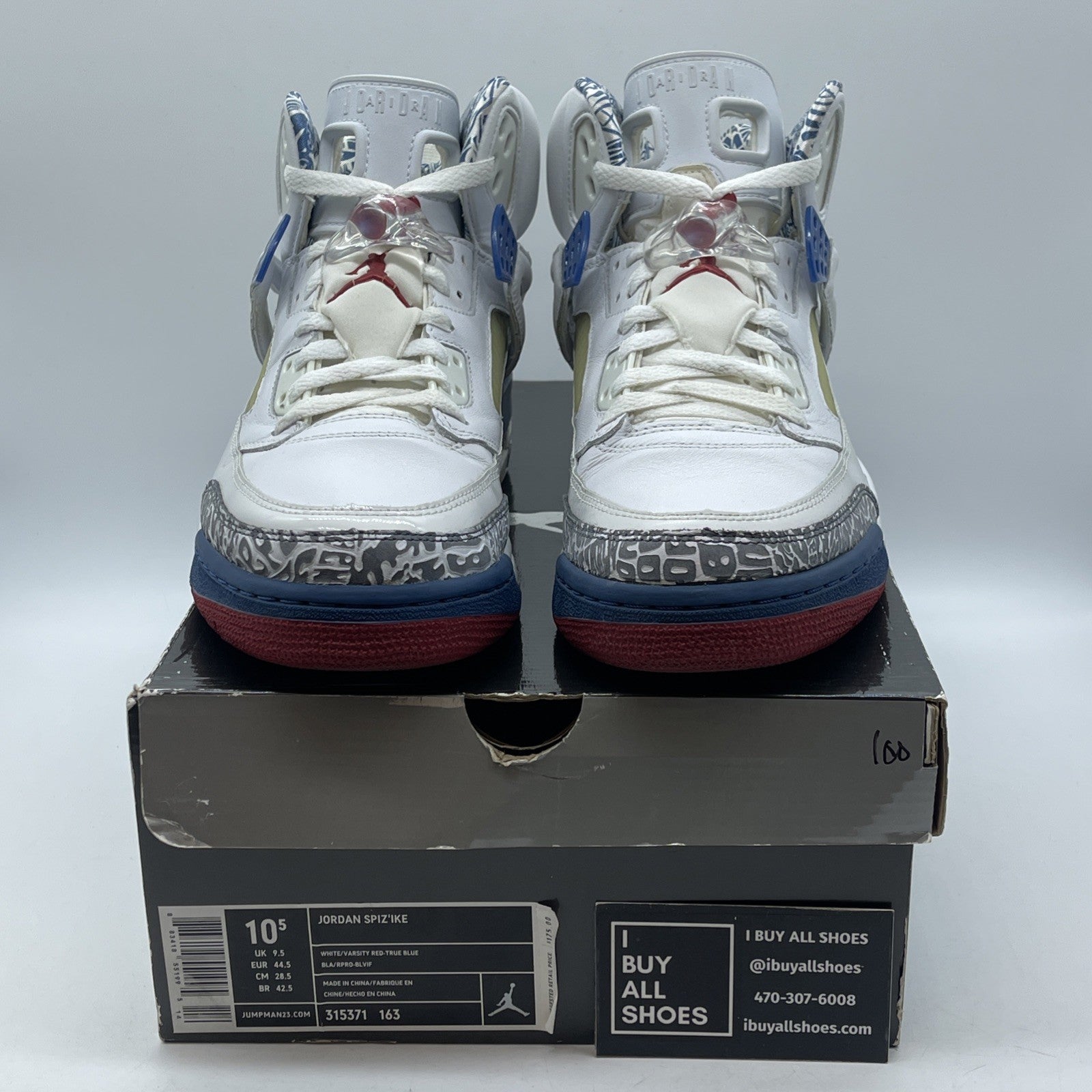 Size 10.5 - Jordan Spizike True Blue White Grey Suede Leather (315371-163)