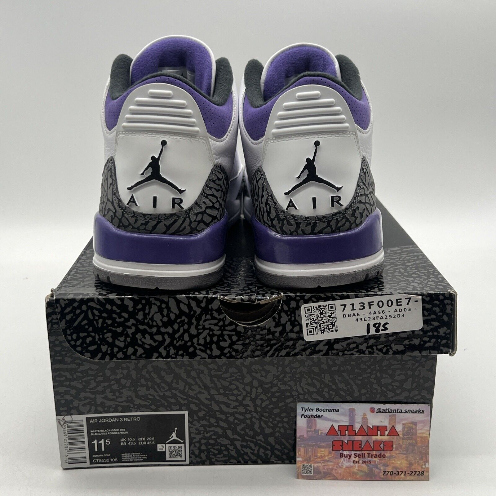 Size 11.5 - Jordan 3 Retro Mid Dark Iris White Black Grey Leather (CT8532-105)