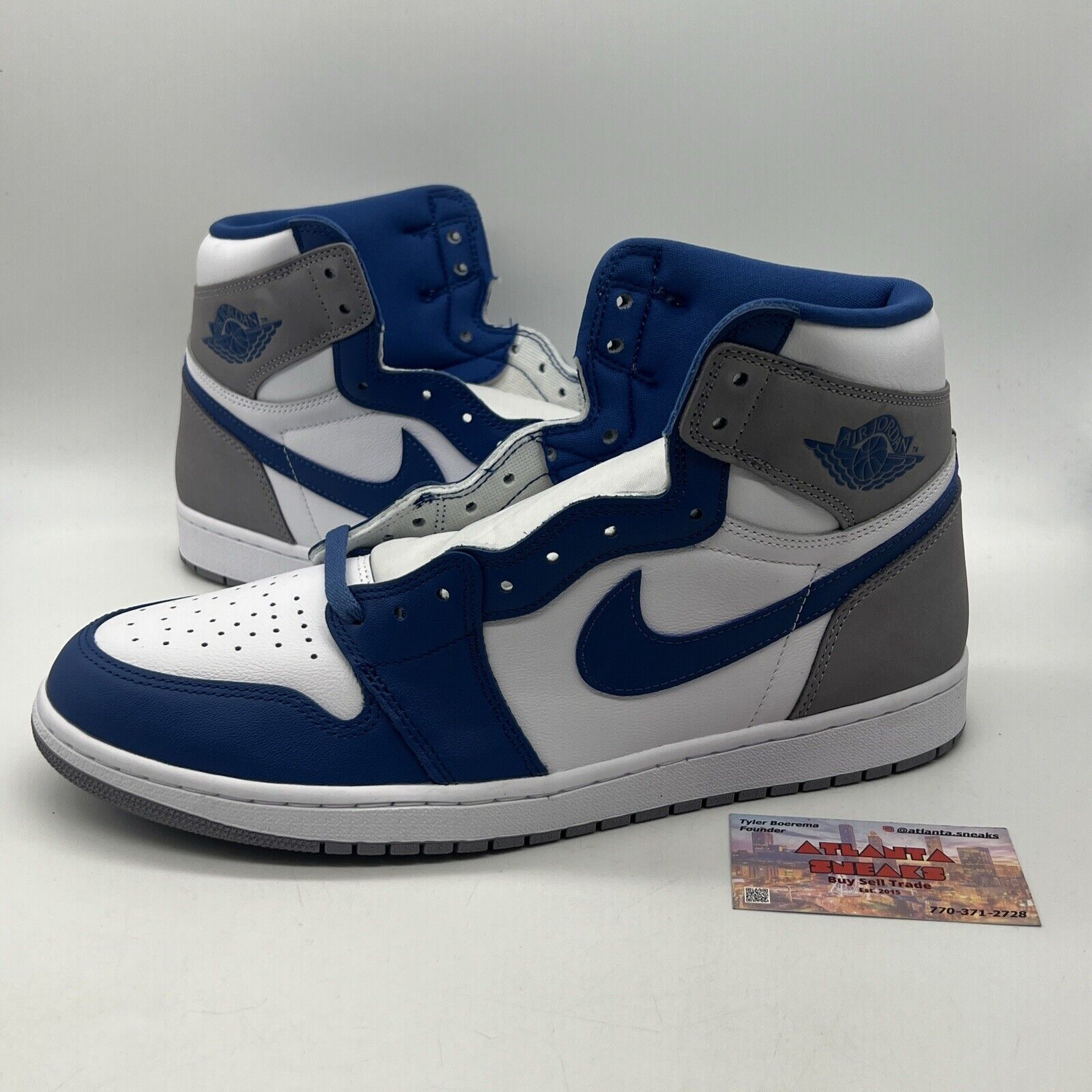 Size 14 - Jordan 1 Retro OG High True Blue Grey Leather Blue (DZ5485-410)