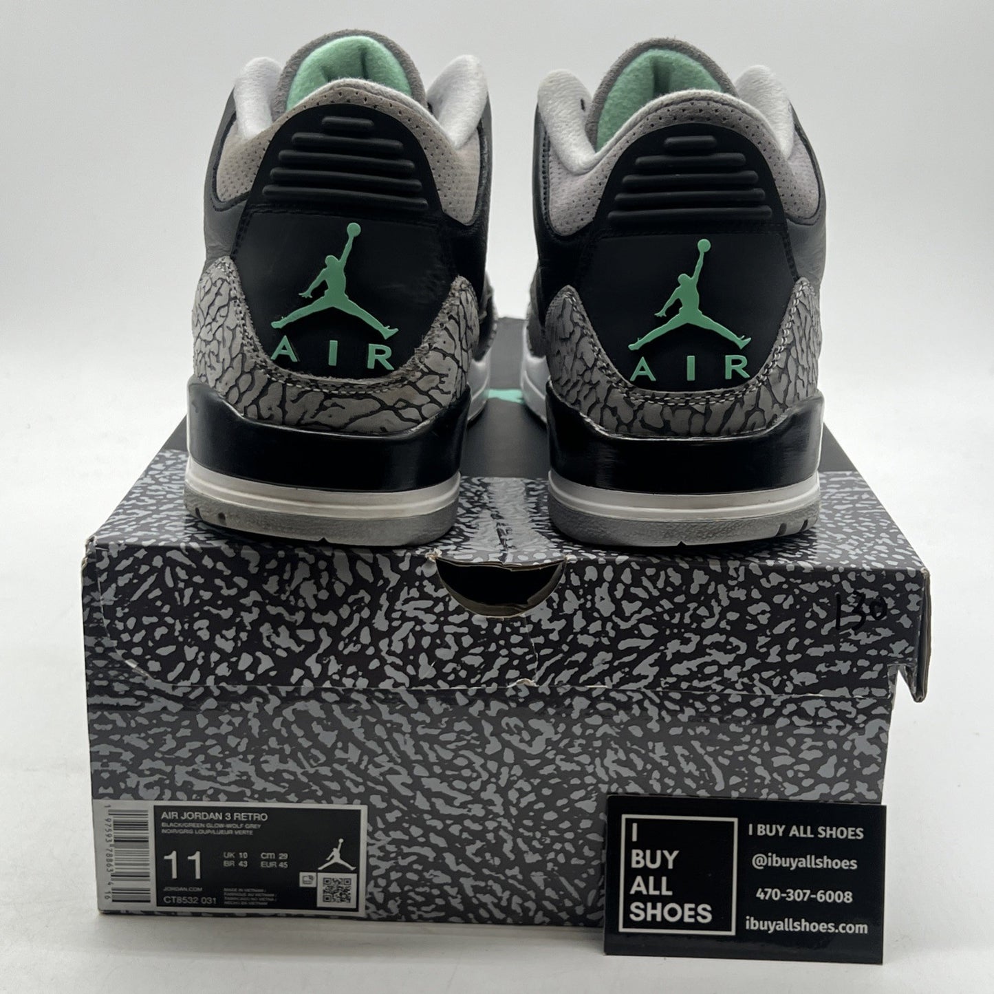 Size 11 - Air Jordan 3 Retro Green Glow (CT8532-031)