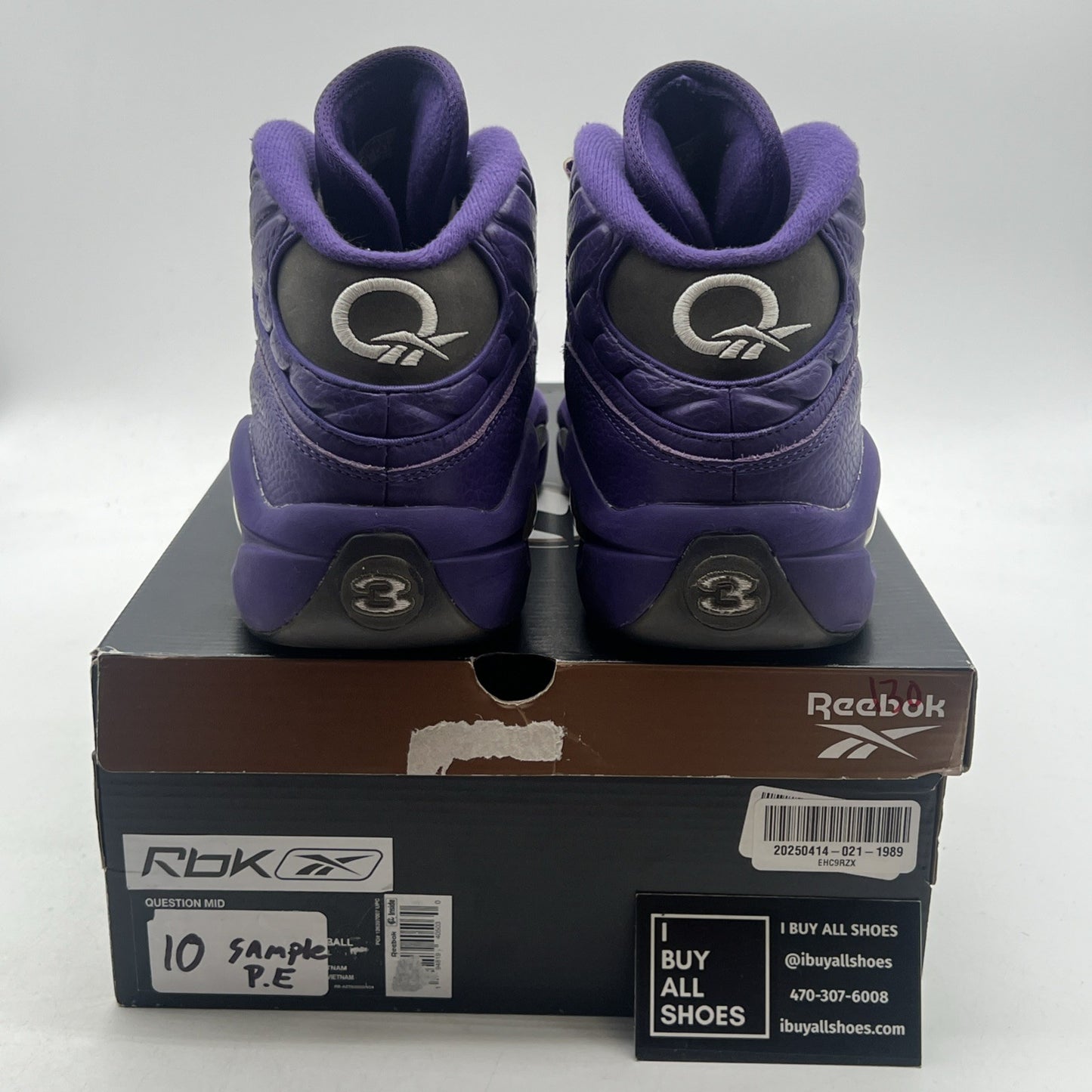 Size 10 - Reebok Question Mid Sample , Purple Grey (BB0216)