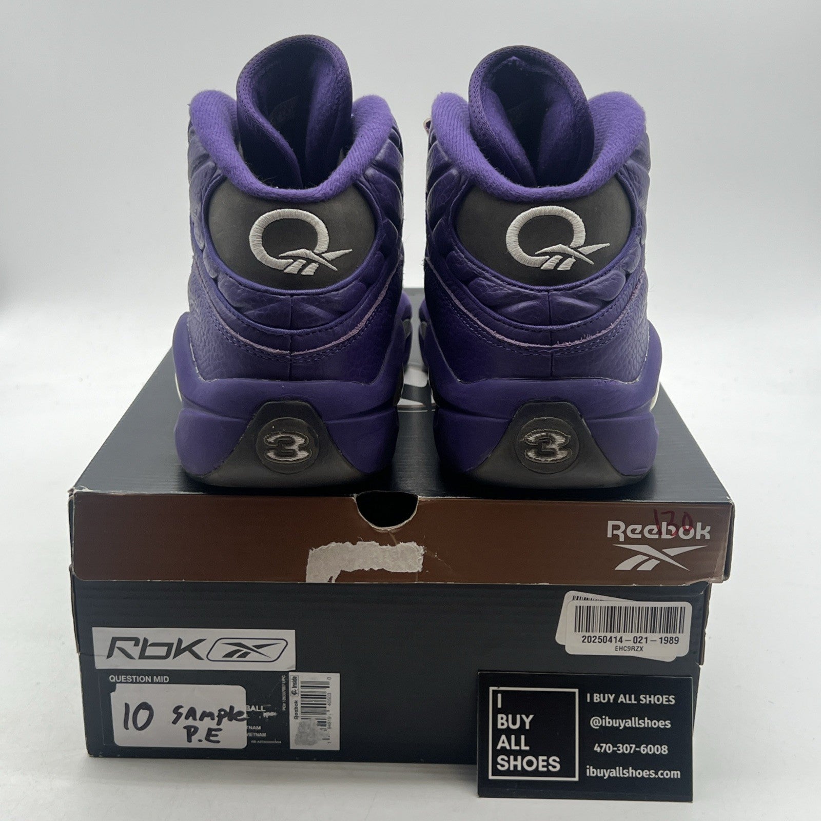 Size 10 - Reebok Question Mid Sample , Purple Grey (BB0216)