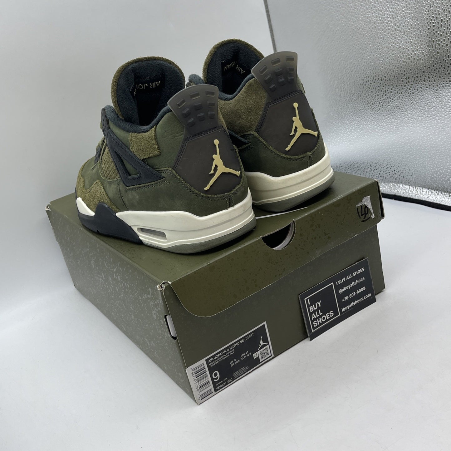 Size 9 - Jordan 4 SE Retro Low Craft - Olive Green Black Suede (FB9927-200)