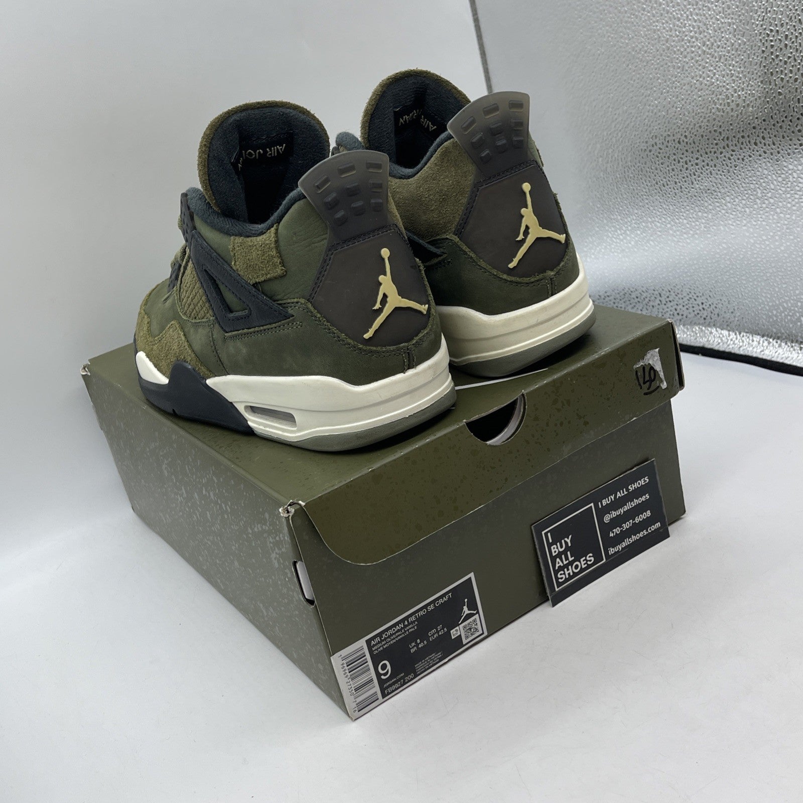 Size 9 - Jordan 4 SE Retro Low Craft - Olive Green Black Suede (FB9927-200)