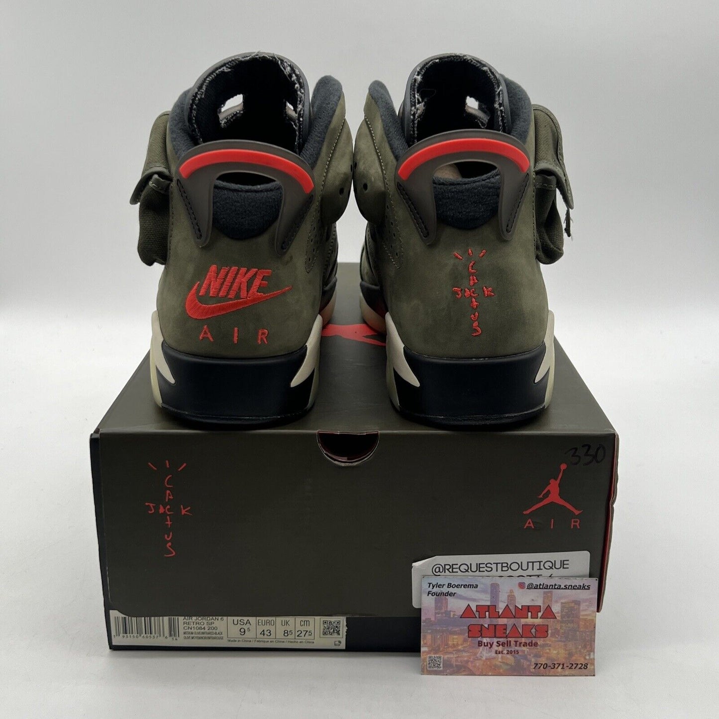 Size 9.5 - Jordan 6 Retro x Travis Scott Mid Olive Black Red (CN1084-200)