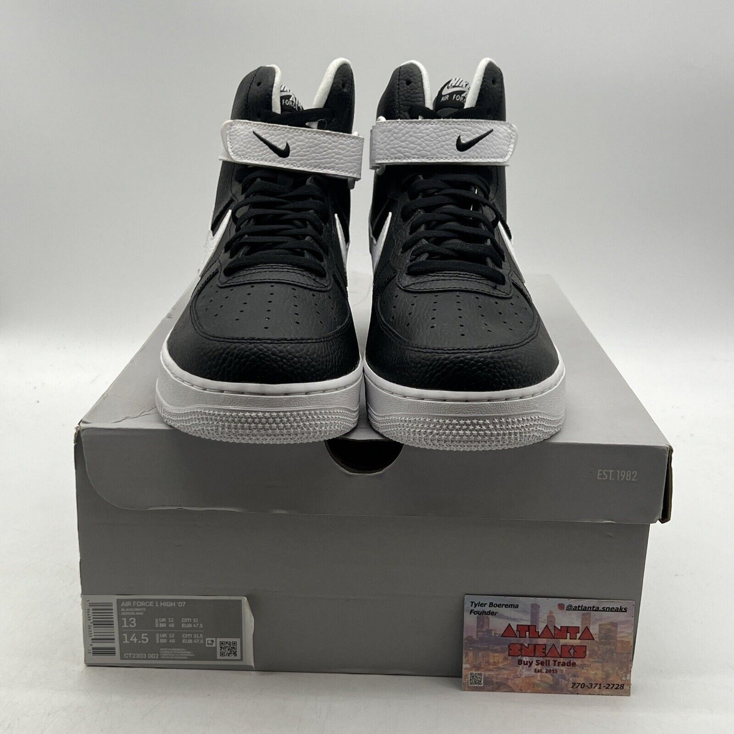 Size 13 - Nike Air Force 1 '07 High Black White Leather (CT2303-002)