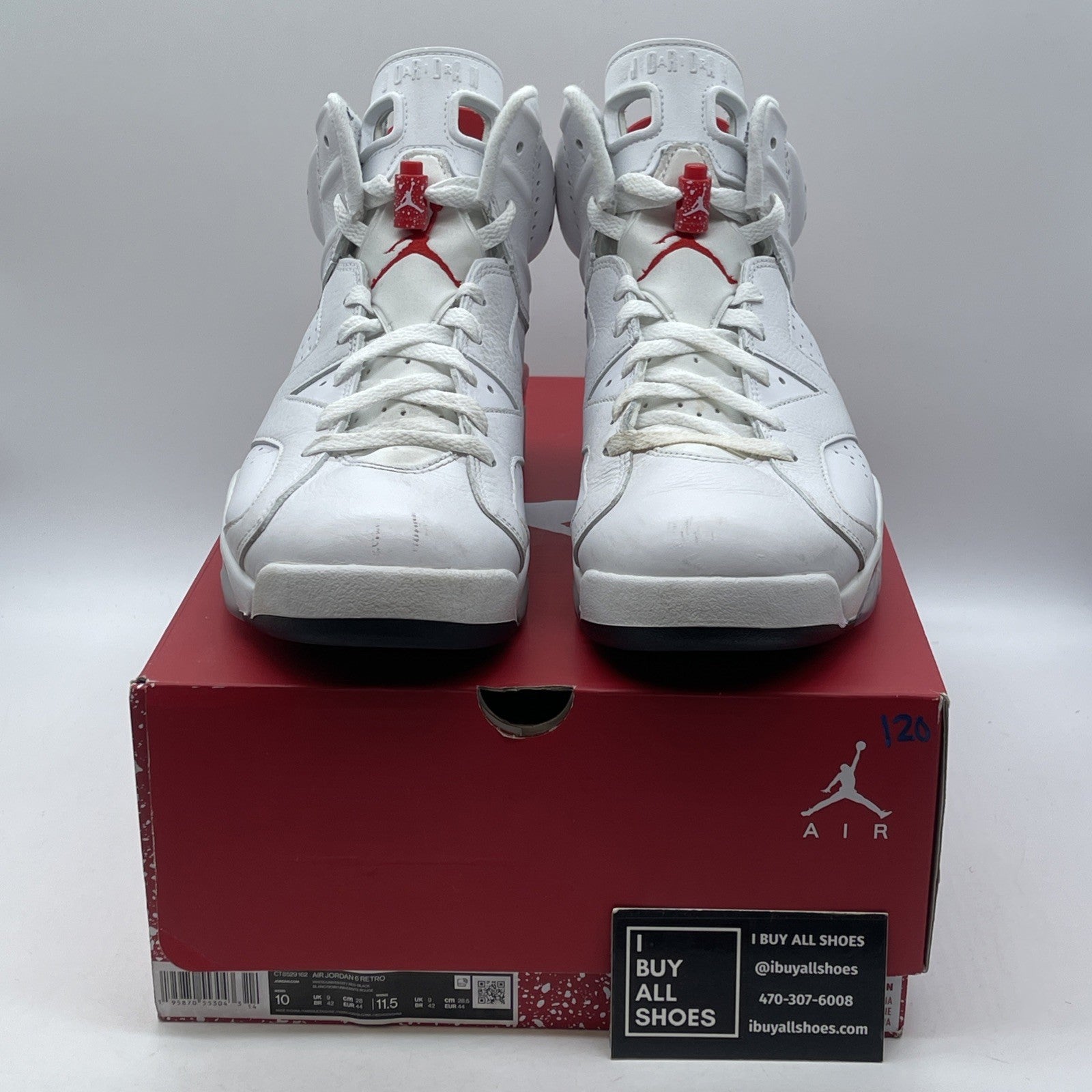 Size 10 - Jordan 6 White University Red 2022 Leather (CT8529-162)