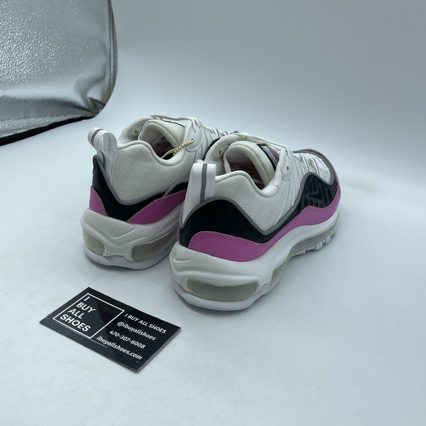 Size 6.5W- Nike Air Max 98 SE China Rose Black White Suede Leather (AT6640-100)