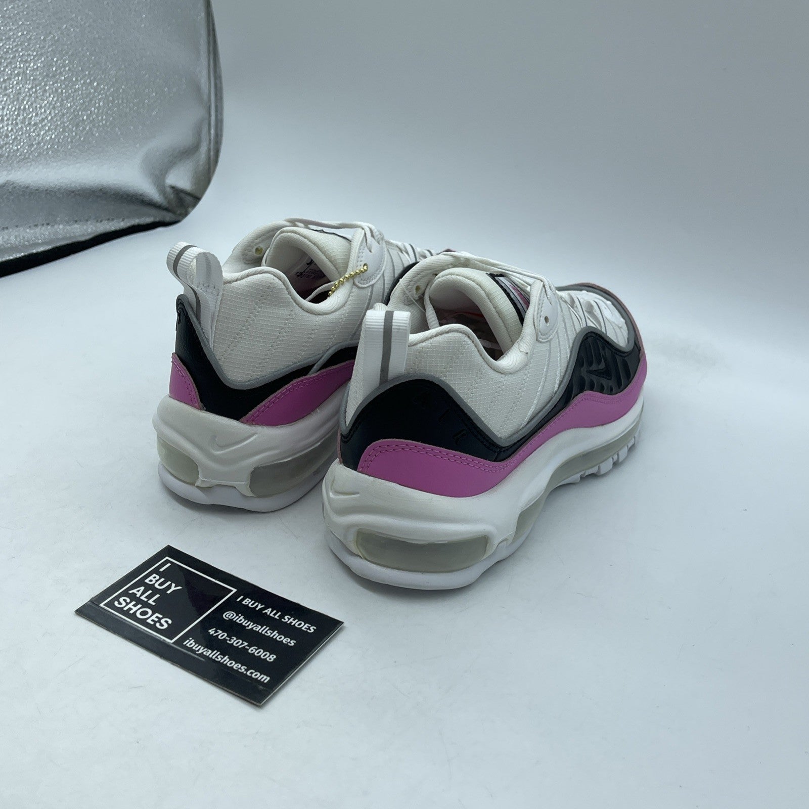 Size 6.5W- Nike Air Max 98 SE China Rose Black White Suede Leather (AT6640-100)
