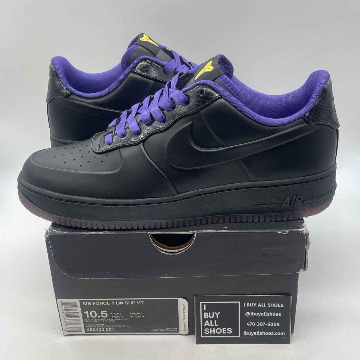 Size 10.5 - Nike Air Force 1 Supreme VT Low Kobe (453433-001)