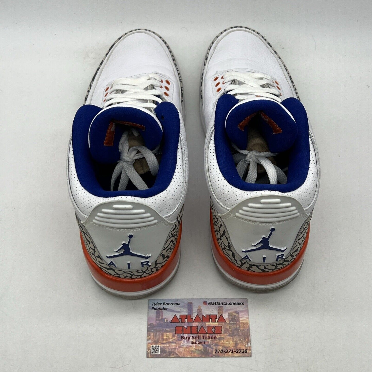 Size 9.5 - Air Jordan 3 Retro Knicks Orange Blue Leather (136064-148)