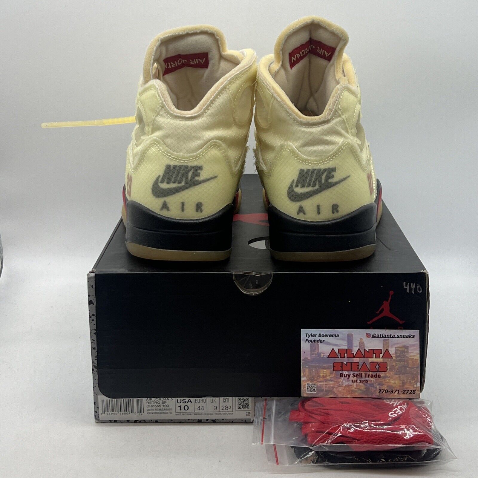 Size 10 - Jordan 5 SP x Off-White Mid Sail Black Red (DH8565-100)