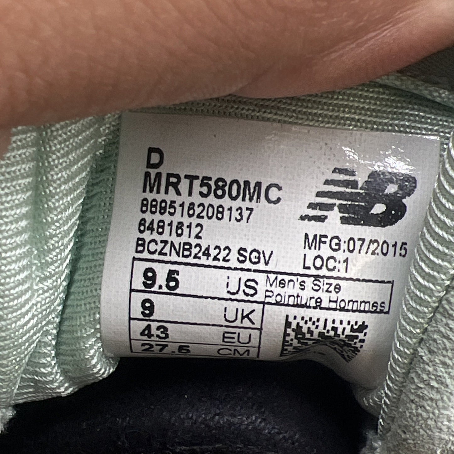 Size 9.5 - New Balance 580 Mint - (MRT580MC)
