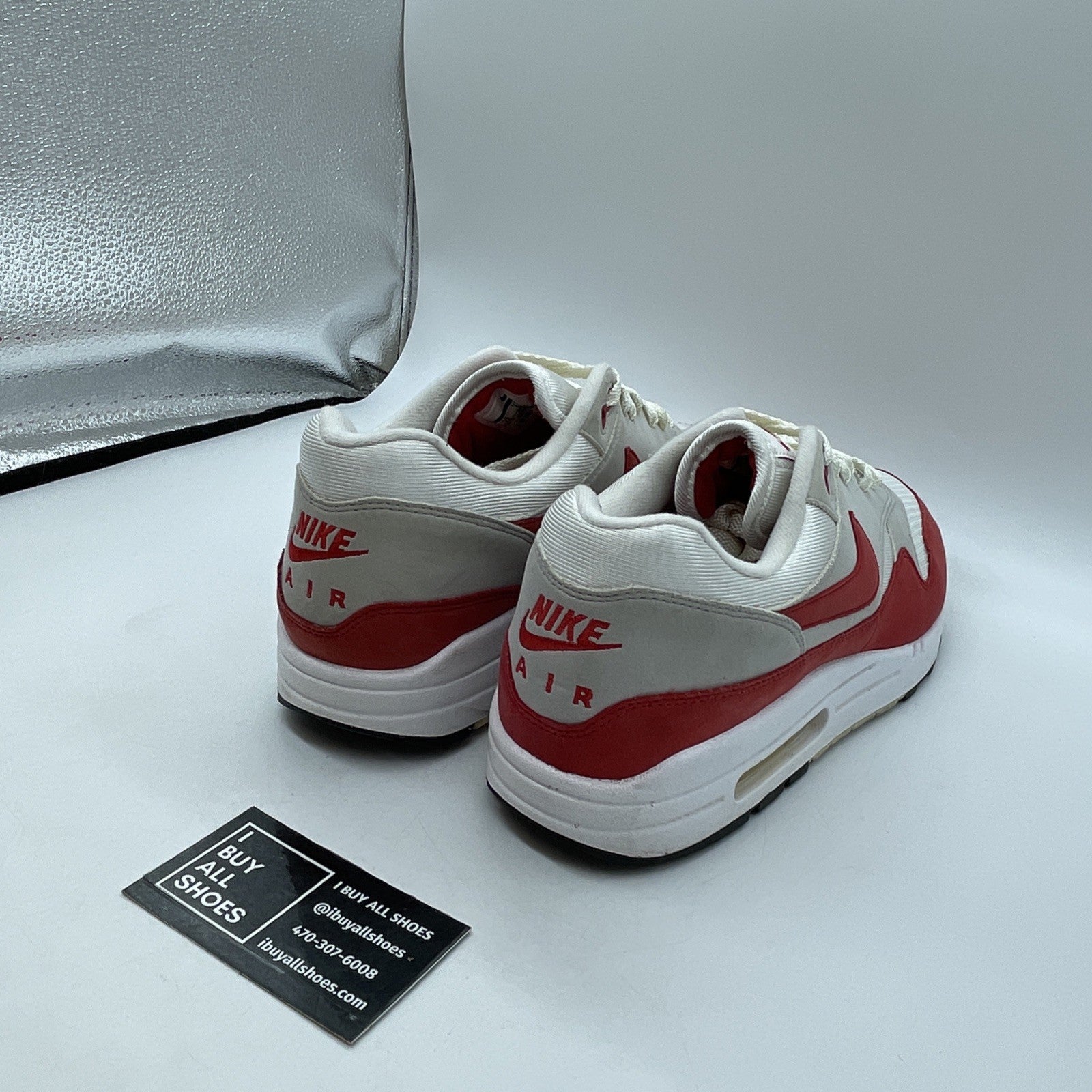 Size 12 - Nike Air Max 1 OG Anniversary Red Grey White Suede (908375-100)