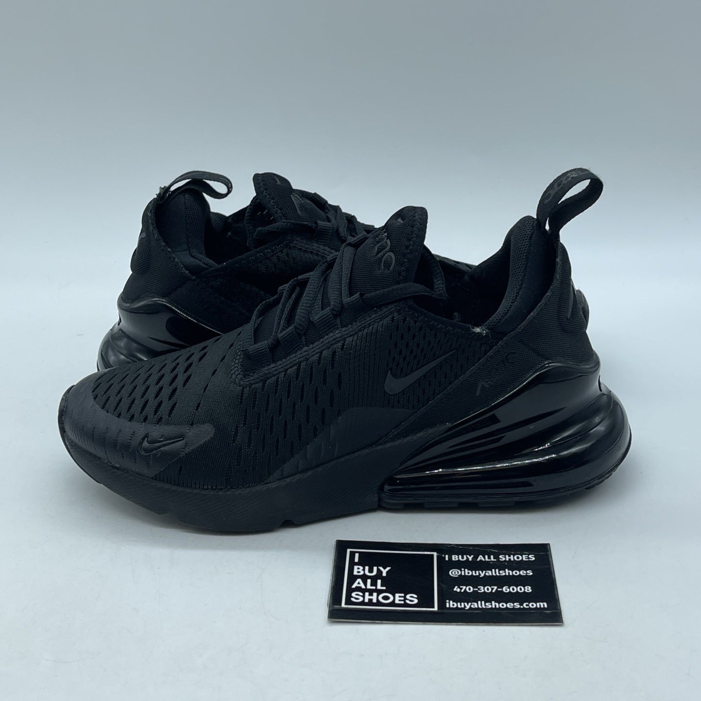 Size 4.5Y - (GS) Nike Air Max 270 Low Triple Black Suede Leather (BQ5776-001)