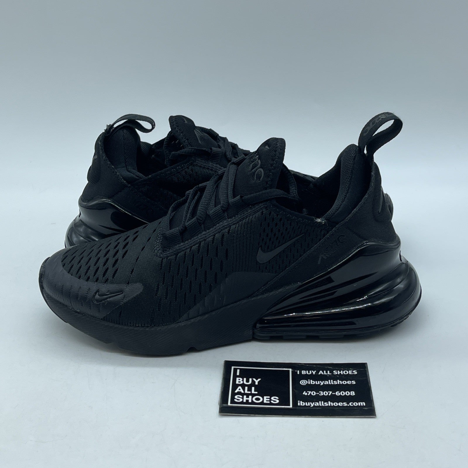 Size 4.5Y - (GS) Nike Air Max 270 Low Triple Black Suede Leather (BQ5776-001)